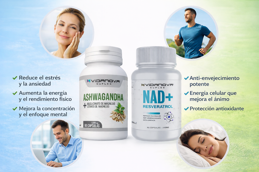 DUO PACK NAD+Resveratrol y ASWAGANDHA+Magnesio