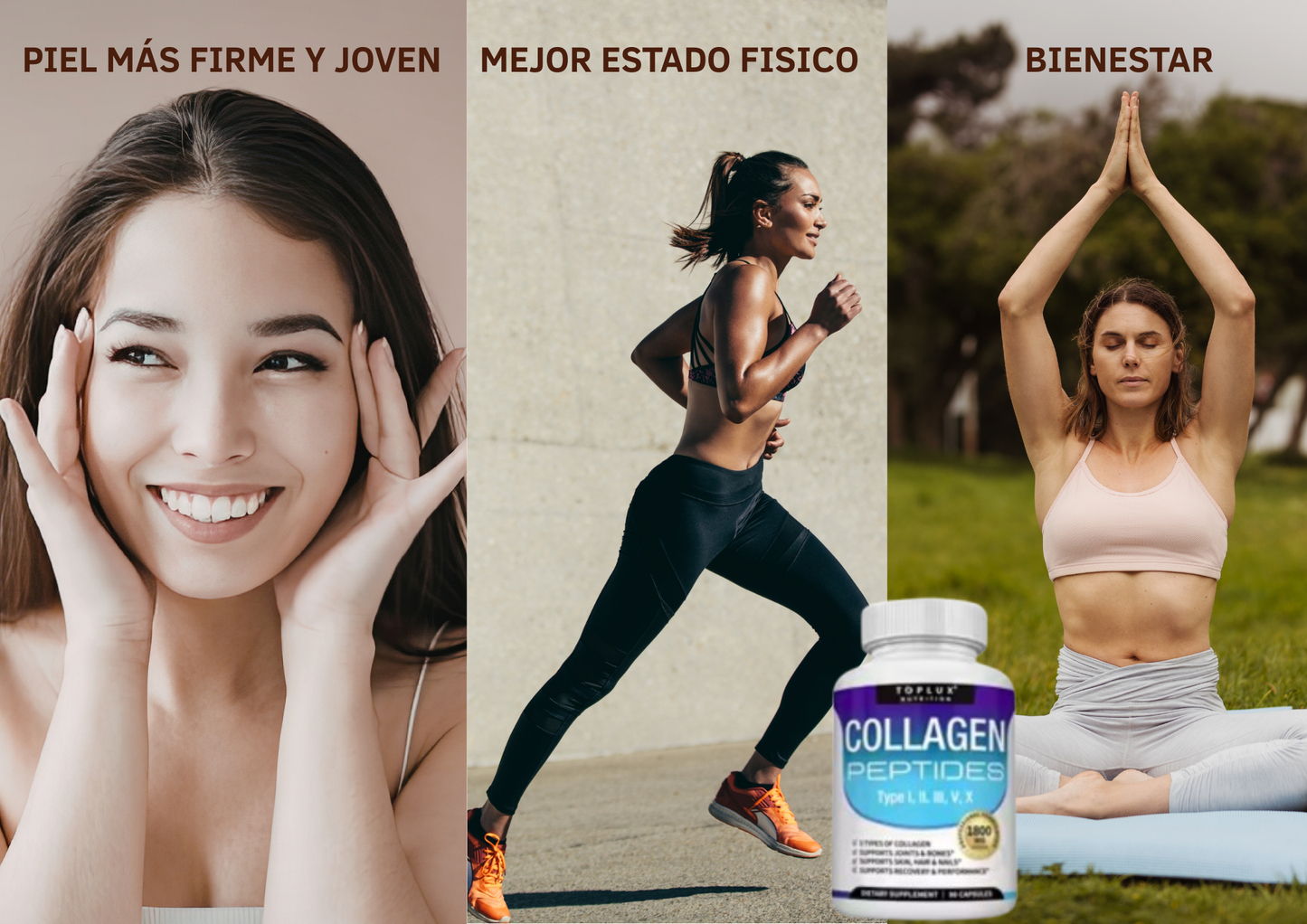 Péptidos de Colágeno I, II, III, V y X (60 cápsulas -1800 mg)