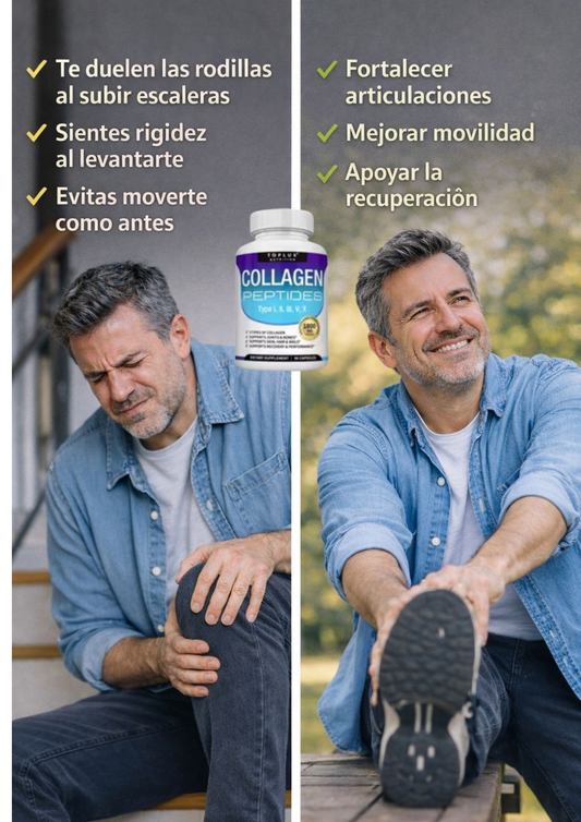Péptidos de Colágeno I, II, III, V y X (60 cápsulas -1800 mg)