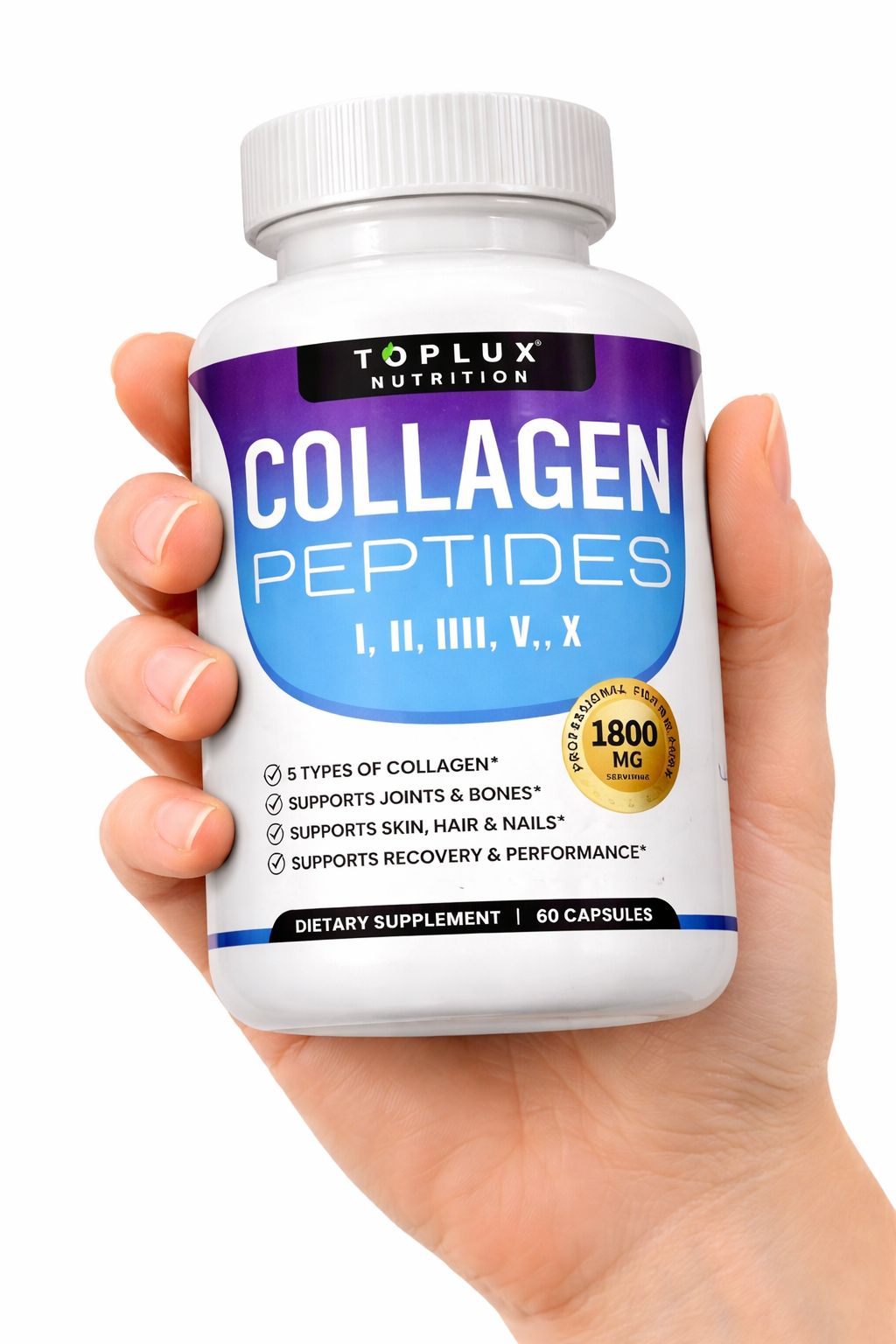 Péptidos de Colágeno I, II, III, V y X (60 cápsulas -1800 mg)