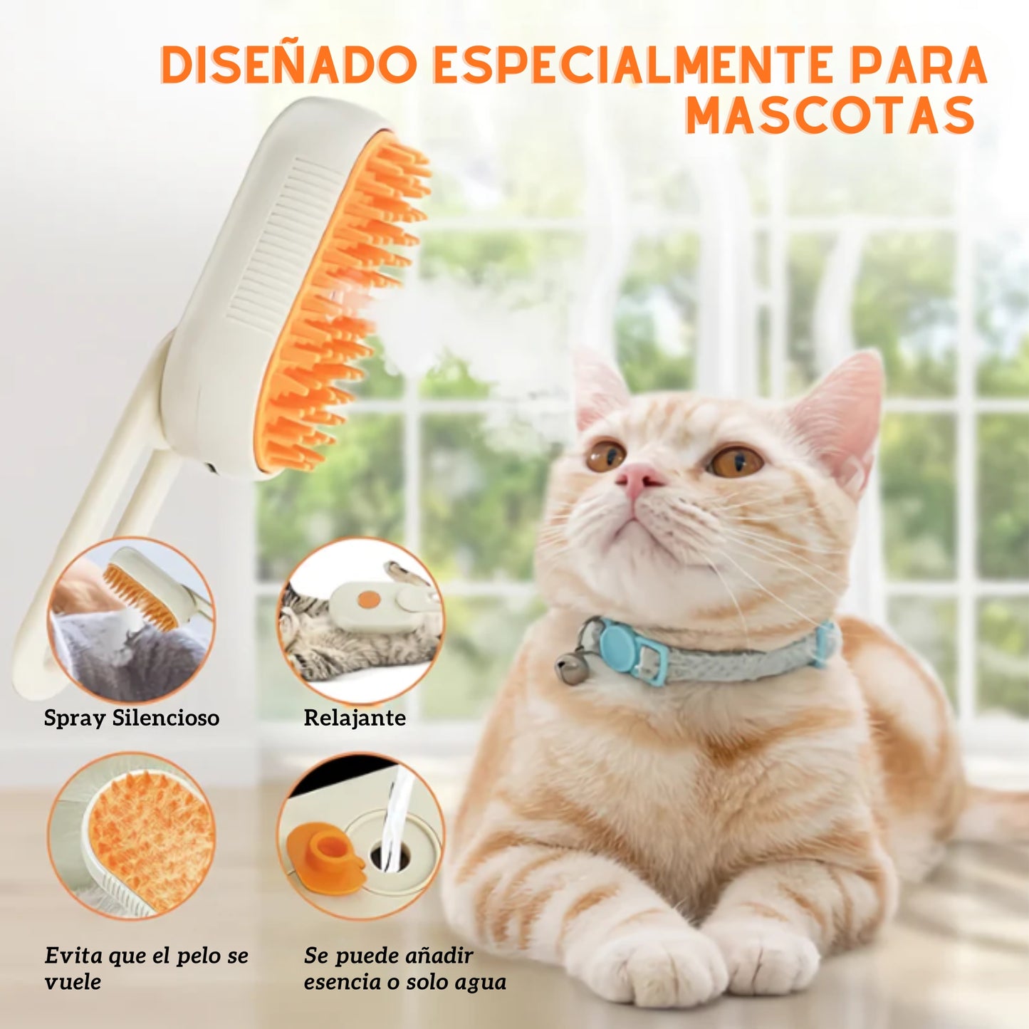 Cepillo A Vapor Mascotas 3 en 1 limpieza, relajación y cero pelos en casa.